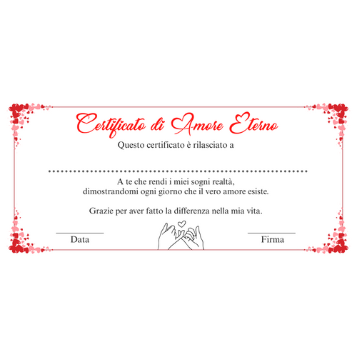 Certificato di Amore Eterno + decorazioni extra